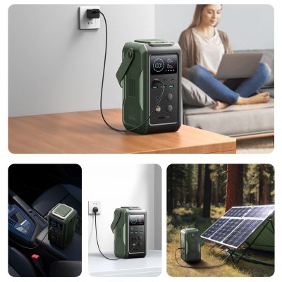 11. Powerbank Joyroom JR-PBF10 75000mAh 100W 3x USB-C 3x USB-A with foldable flashlight and handle - green