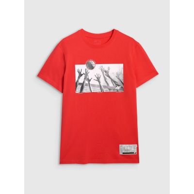 6. Men's regular t-shirt with volleyball print 4F 4FRAW25TTSHM3319-62S