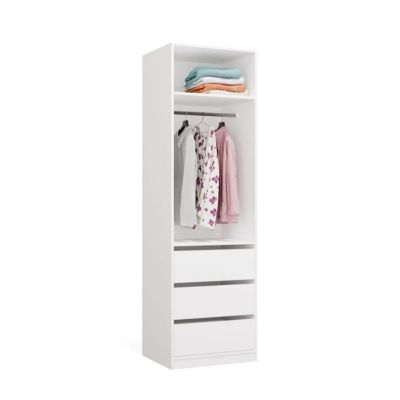 5. OPENO Modular Wardrobe SET 260/250 WHITE with Drawers, Rails and Shelves – Large, for the Bedroom