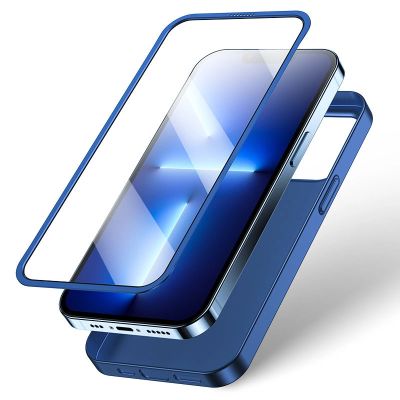 4. Joyroom 360 Full Case front and back cover for iPhone 13 Pro + tempered glass screen protector blue (JR-BP935 blue)