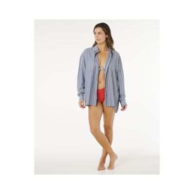 4. RIP CURL Women's Beach Days Pinstripe Shirt Blue