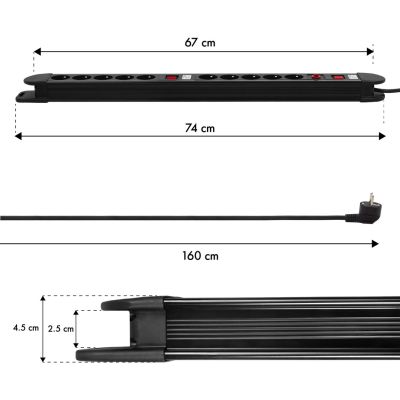 15. MACLEAN 10-OUTLET POWER STRIP 3680W MCE10