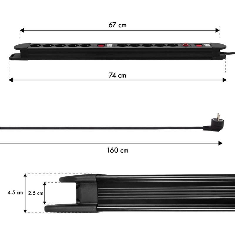 15. MACLEAN 10-OUTLET POWER STRIP 3680W MCE10