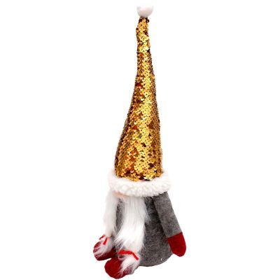20. DECORATIVE gnome with magic sequins 35cm gray