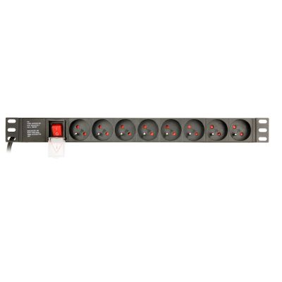 6. GEMBIRD 19" Rack Power Strip PDU EG-PDU-014-FC14, 1U, 16 A, 8 French Sockets, C14 Plug, 3 m Cable
