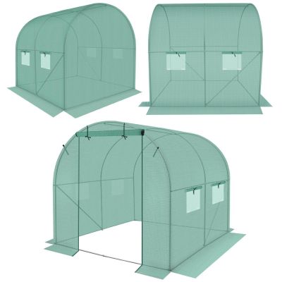 GREENHOUSE GARDEN TUNNEL 200x200x200CM PE GREEN STEEL STRUCTURE