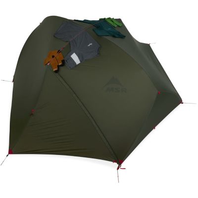 9. MSR Hubba Hubba Bikepack 2 Person Green, Red, White Triangle Tent