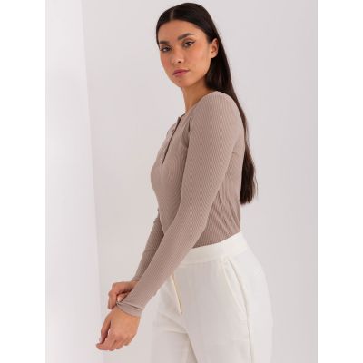 2. Dark Beige Cotton Blouse BASIC FEEL GOOD (RV-BZ-9211.26X)