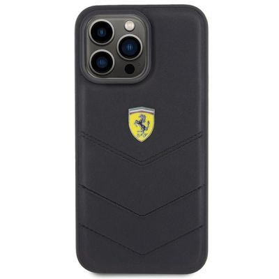 3. Ferrari Quilted Metal Logo case for iPhone 15 Pro Max - black
