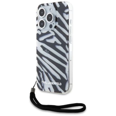 Karl Lagerfeld IML Zebra Pattern & Cord case for iPhone 15 Pro Max - black