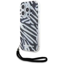 Karl Lagerfeld IML Zebra Pattern & Cord case for iPhone 15 Pro Max - black