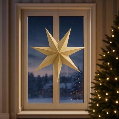 24. DECORATIVE HANGING PAPER STAR FSC 18x75CM BEIGE 7 ARMS MICA