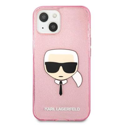 3. Karl Lagerfeld Glitter Karl's Head Case for iPhone 13 mini - Pink