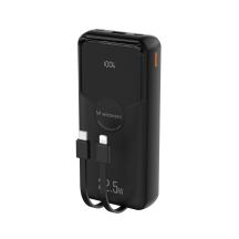 Wozinsky WFC-15B 20000mAh 22.5W PD20W Powerbank with Built-in Lightning and USB-C Cables - Black