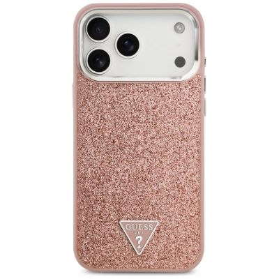 3. Guess Glitter Triangle Logo MagSafe Case for iPhone 17 Pro Max - Pink