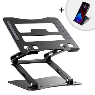 3. Wozinsky WRS-CPY75DSB Aluminum Laptop and Tablet Stand + Free Smartphone Stand - Black