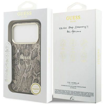 8. Guess Python Pattern MagSafe Case for iPhone 17 Pro / 18 Pro - Brown