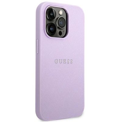 4. Guess Saffiano Strap Case for iPhone 14 Pro - Purple
