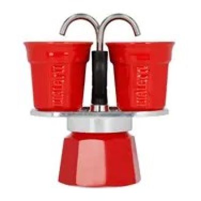 2. Bialetti Mini Express coffee maker red 2tz + 2 cups