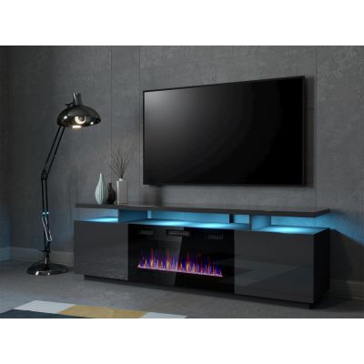 3. EVA TV cabinet with electric fireplace 180x40x52 graphite/glossy graphite