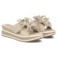 4. Women's leather wedge sandals with a flower, beige Filippo DK7636