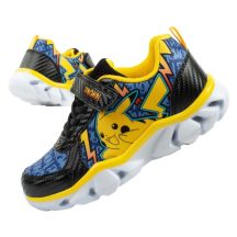 Leomil children's sports shoes Pokemon sneakers lightweight with velcro LED black yellow