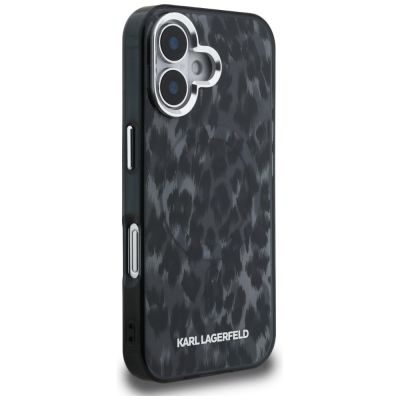 4. Karl Lagerfeld IML Leopard Pattern MagSafe Case for iPhone 16 - Black
