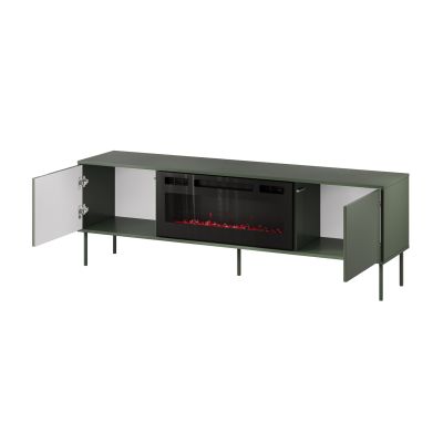 2. EF TV cabinet + black TRESSE fireplace 180x40x54.5 matt green