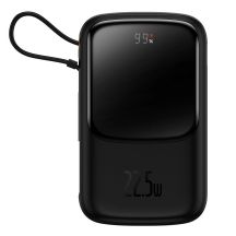 Baseus Qpow Digital Display powerbank with fast charging 10000mAh 22.5W QC/PD/SCP/FCP with built-in USB-C cable black
