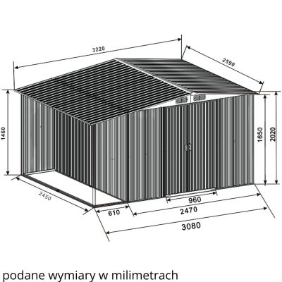 11. METAL GARDEN TOOL SHELF WITH WOOD SHELF 308X245X202CM