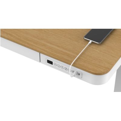 17. Activejet ET119W-C electric height-adjustable desk, white/oak. Tabletop dimensions: 140 x 70 cm.