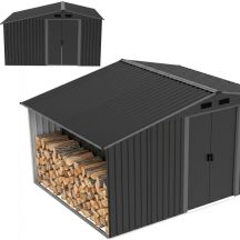 METAL GARDEN TOOL SHELF WITH WOOD SHELF 308X245X202CM