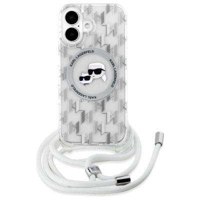2. Karl Lagerfeld IML Crossbody Monogram Karl & Choupette Head MagSafe iPhone 16 Case - Clear