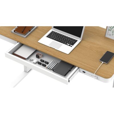6. Tuckano Electric Height Adjustable Desk ET119W-C White/Oak. Desk top dimensions 120 x 60cm.