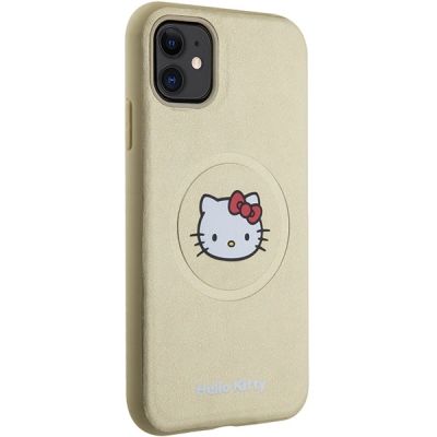 4. Hello Kitty Leather Kitty Head MagSafe case for iPhone 11 / Xr - gold