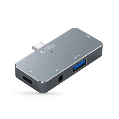 6. HUB Tech-Protect V6 4in1 USB-C - USB-A 3.0 / USB-C PD100W / HDMI / mini jack 3.5mm - gray
