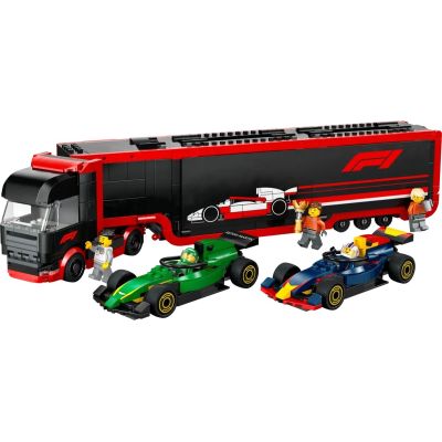 3. LEGO CITY 60445 F1 Truck with RB20 and AMR24 F1 Cars