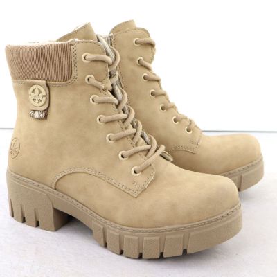 7. Women's beige ankle boots on a block heel Rieker 74532-60
