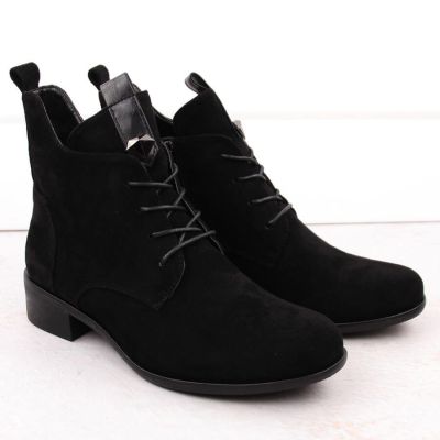 9. Women’s Lace-Up and Zip Ankle Boots, Warm-Lined, Black M.Daszyński SA198-24