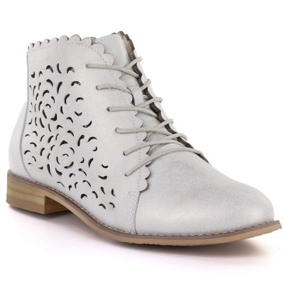 Women's leather ankle boots, openwork, gold, Potocki JE19423