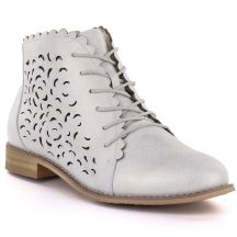 Women's leather ankle boots, openwork, gold, Potocki JE19423