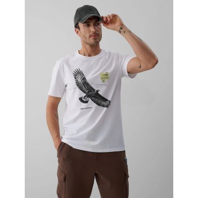 Men's regular printed T-shirt 4F 4FKAW26TTSHM4499-10S