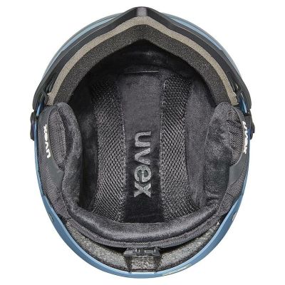 4. Uvex wanted visor ski helmet, stone colour, blue
