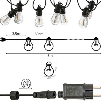 3. PARTY LIGHT OUTDOOR GARLAND 10 BULBS 10LED 8M 230V