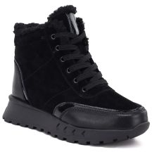 Black women’s leather platform ankle boots Jezzi 26BT17-488