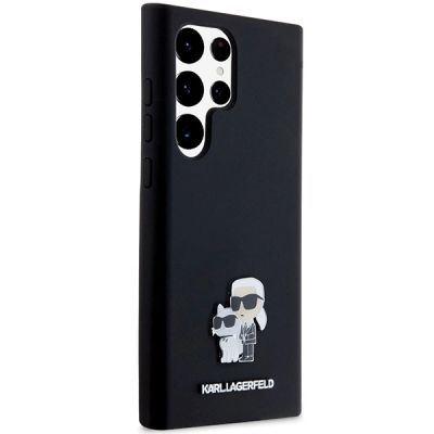 4. Karl Lagerfeld Silicone Karl&Choupette Metal Pin case for Samsung Galaxy S24 Ultra - black