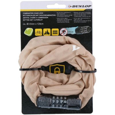 DUNLOP BICYCLE LOCK CHAIN WITH CODE 120CM LENGTH - BEIGE