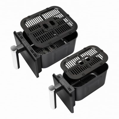 5. ELDOM FAT-FREE FRYER FR200 9 L, 2200W, TWO INDEPENDENT DRAWERS, 8 PROGRAMS, LED DISPLAY, TEMP. 80°C–200°C