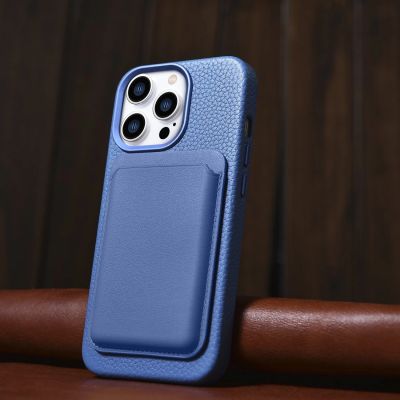 14. iCarer Litchi Premium Leather Case iPhone 14 Pro Max Magnetic Leather Case with MagSafe Light Blue (WMI14220712-LB)