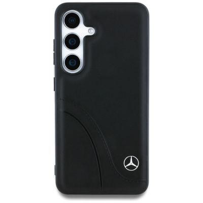 3. Mercedes Leather Curved Stitches Case for Samsung Galaxy S25 - Black